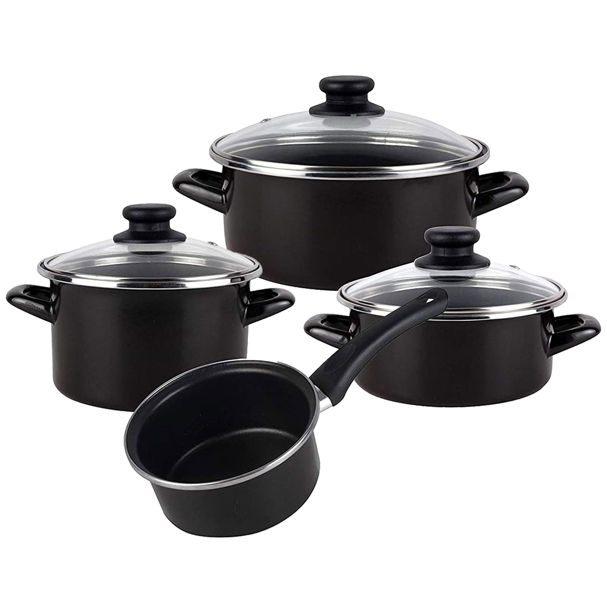 Magefesa Bateria de cocina 7 piezas MAGEFESA Kenia de acero esmaltado con juego de sartenes (22/24/26 cm) Daimiel en aluminio forjado