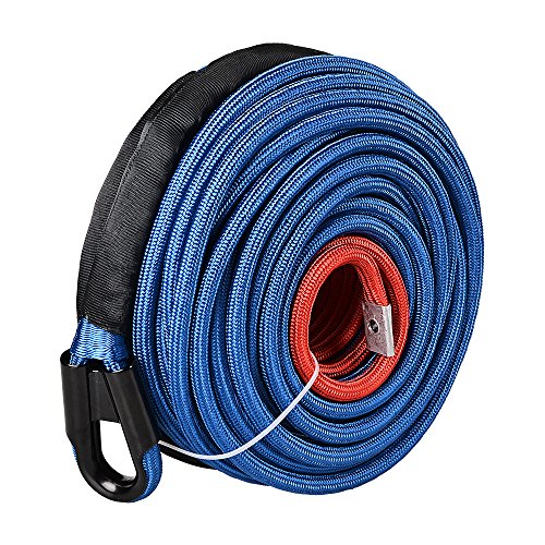AMOPA AMOPACORP 95 feet x 3/8 inch Synthetic Winch Line Rope Protective Sleeve 22,000lbs with All Heat Rock Guard (Blue), A05-197-AMP-2-BE