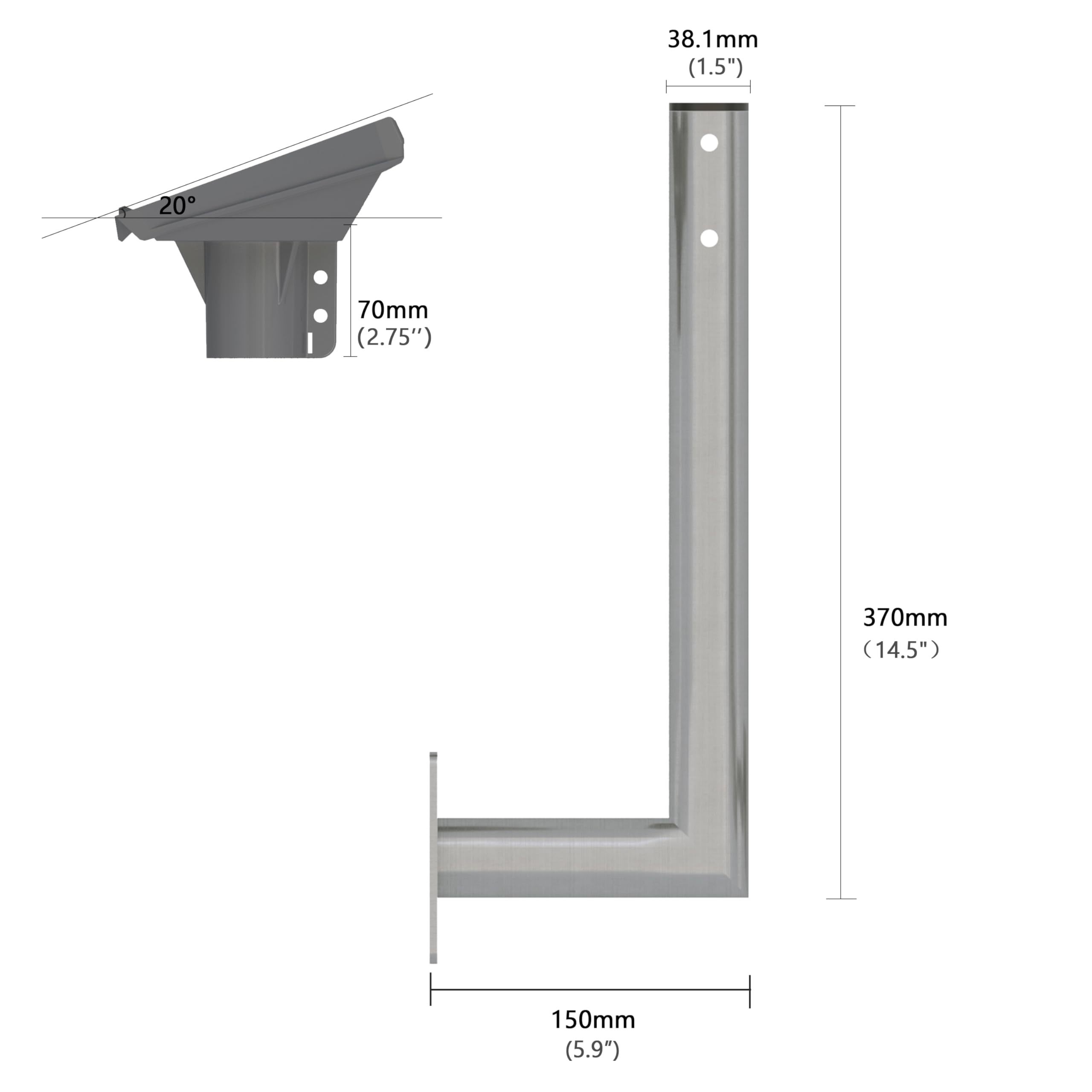 Soporte Starlink Gen 3 pared metal Estándar V3/V4 Wall Mount Con adaptador de tubo | Stainless Steel Standard kit
