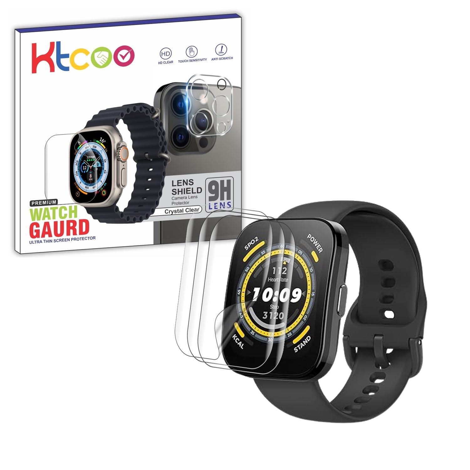 KTCOO |Pack 3| For AmazFit Bip 5 Smart Watch Screen Guard Scratch Guard Full Screen Protector Compatible for AmazFit Bip 5 1.91" - Flexible TPU - HD Clear (B0D9D7YGMV) Amazon Price History, Amazon Price Tracker