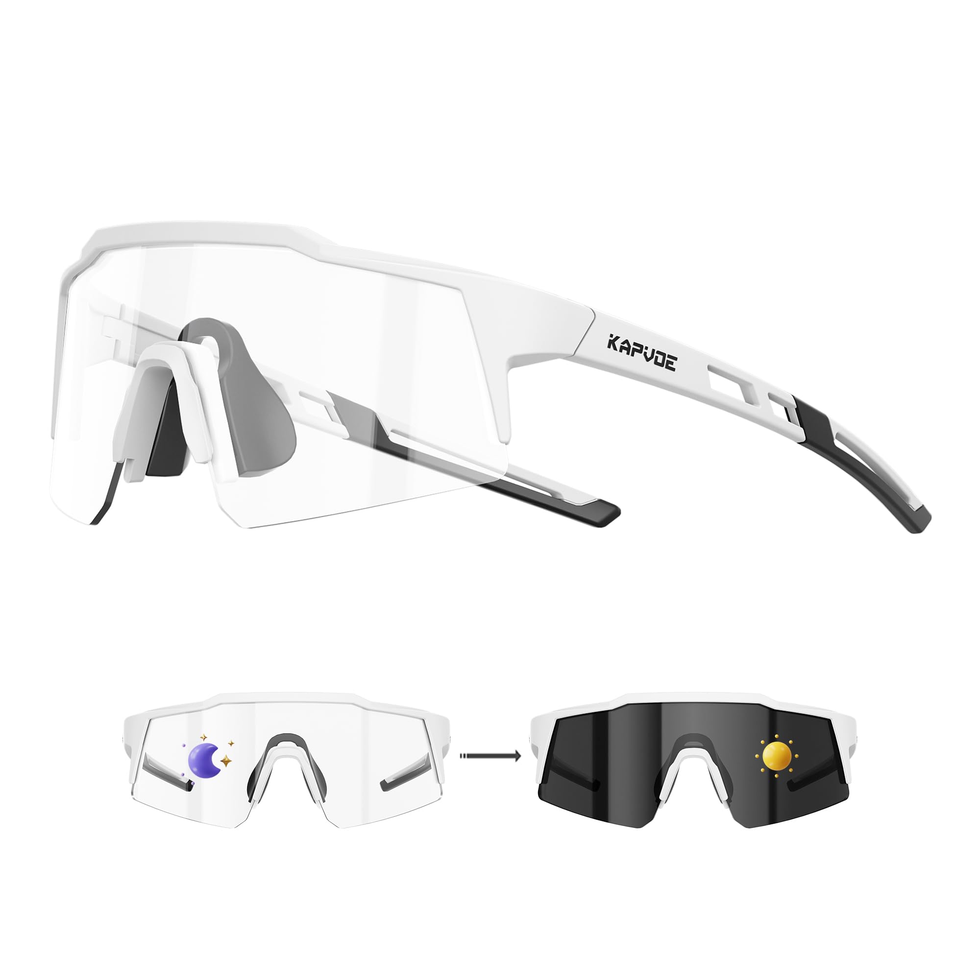 KAPVOE Gafas Para Niños - Fotocromáticas & Polarizadas Gafas de Ciclismo Juvenil Tenis Béisbol Softball Montura TR90 K9028