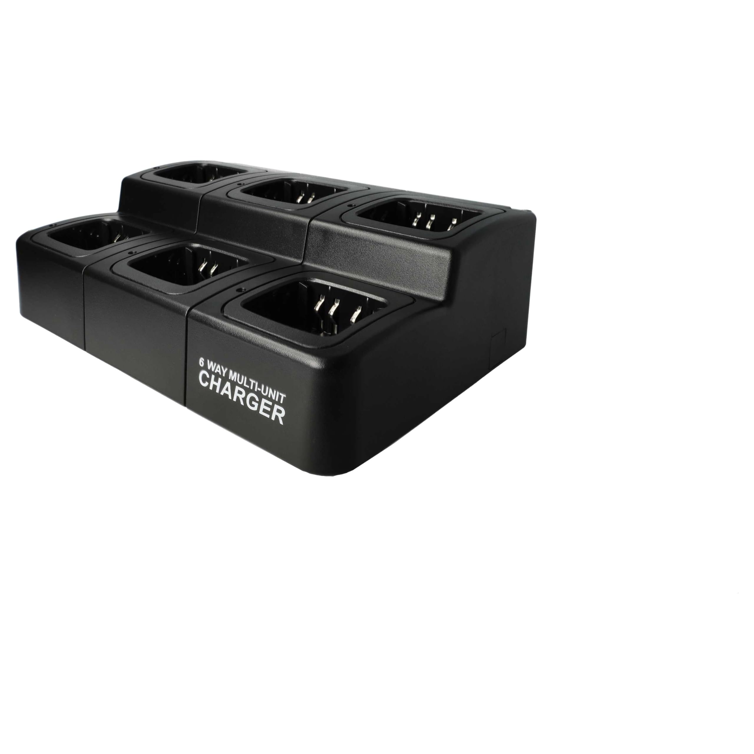 vhbw Cargador 6 Compartimentos Compatible con Motorola DP2000, DP-2400, DP2600, DP2400 baterías de Radio - Estación de Carga + Fuente de alimentación