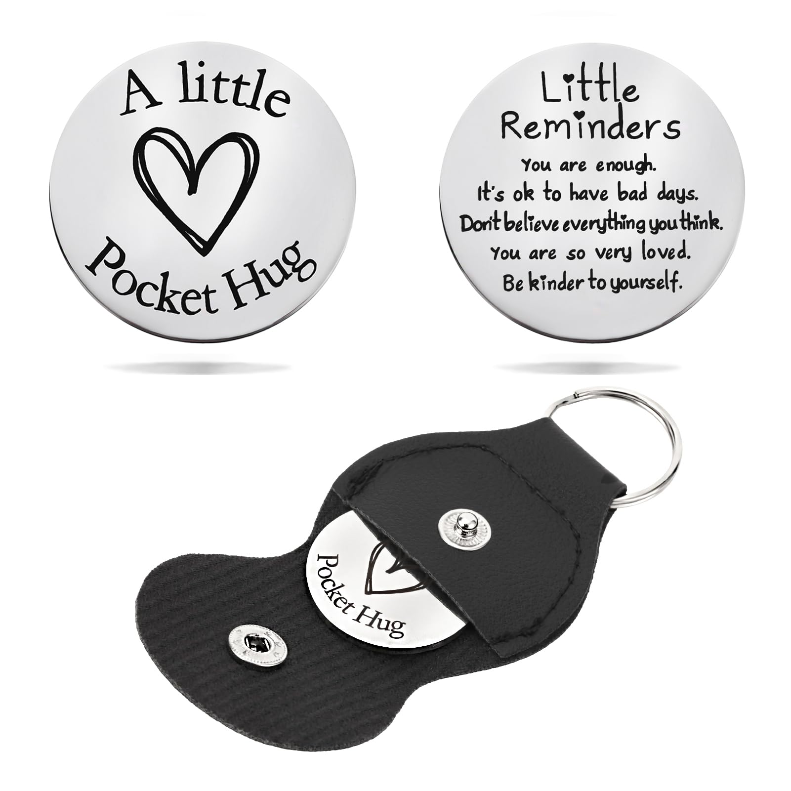 Pocket Hug Token Keychain for Women & Men - Inspirational Gifts for Him & Her Christmas Valentine's Day Graduation