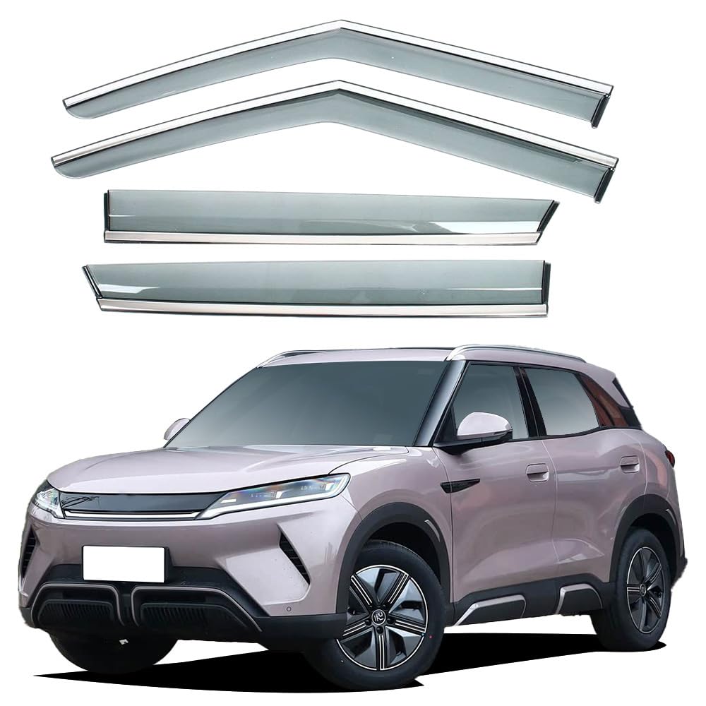 liufangfc Wind Deflectors for BYD Yuan UP 2024 – 4pc Tape-On Smoked Visors, Weatherproof, Anti-Salt/Snow, Low-Noise