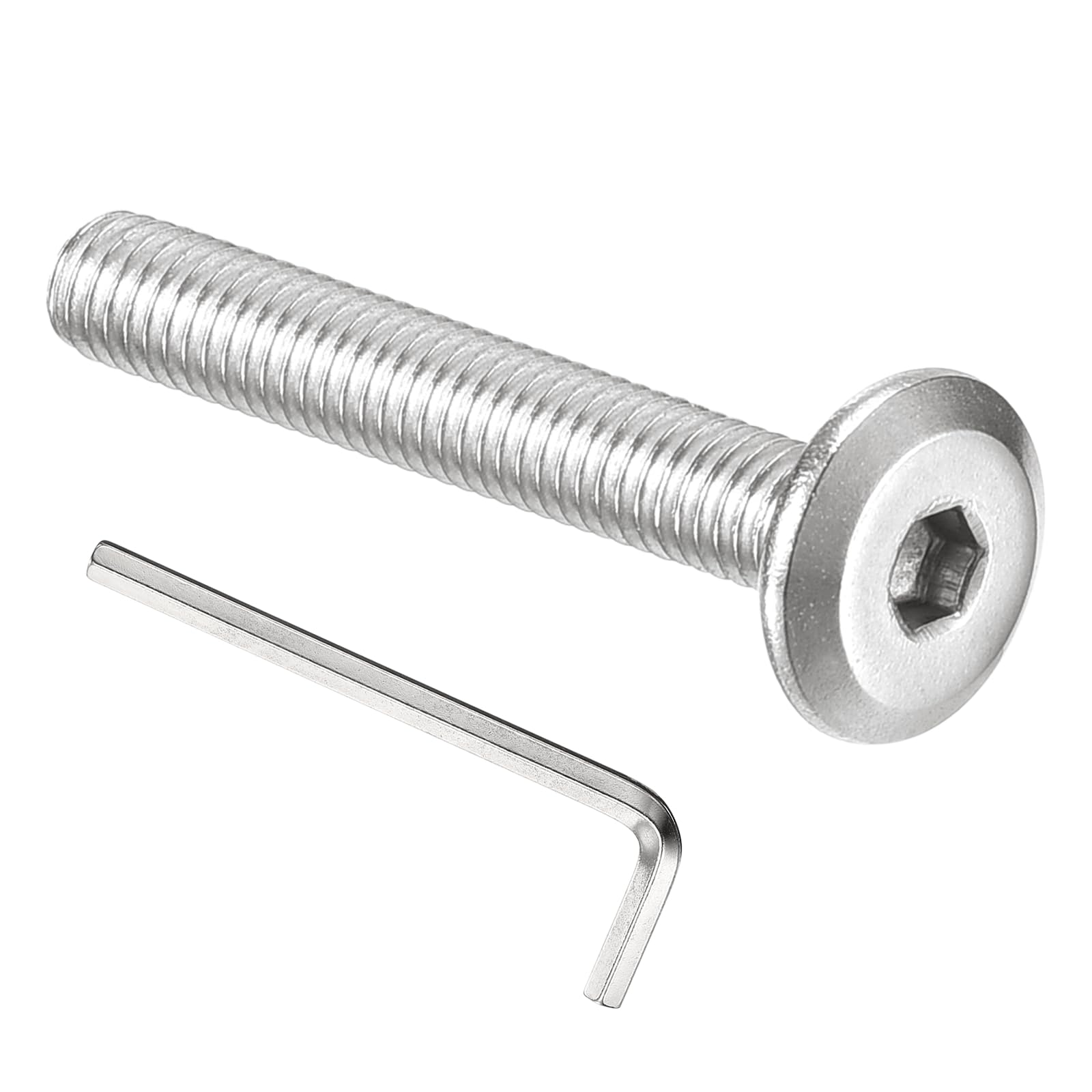 PATIKIL M3x20mm Flat Head Hex Socket Cap Screws Bolts, 50PCS 304 Stainless Steel 18-8 Furniture Bolt with Hex Allen Wrench for Bed Chair Repairs Ship Assembly Mechanical Industry, Silver