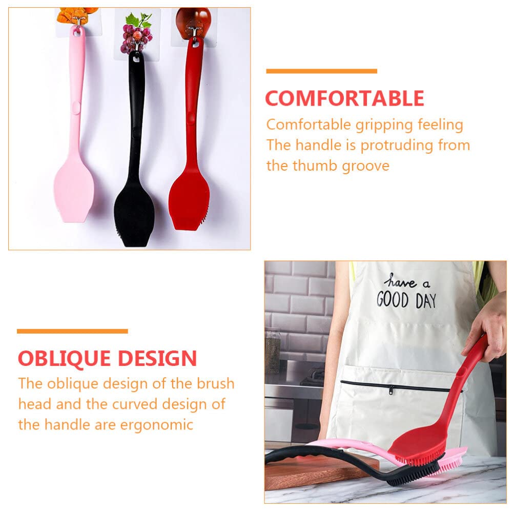 Healeved Spazzola Per Piatti In Silicone - Scovolino Da Cucina Con Manico, Setole Robuste Per Pentole Antiaderenti, Rosa