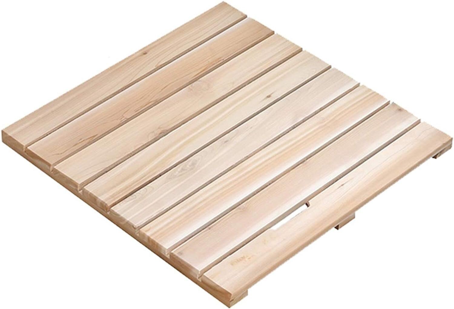 BHGFYXBS Wood Shower Bath Mat Non-Slip Foot Pad Bathroom Drain Mat Kitchen Pedal Customizable Size,A-70x90cm