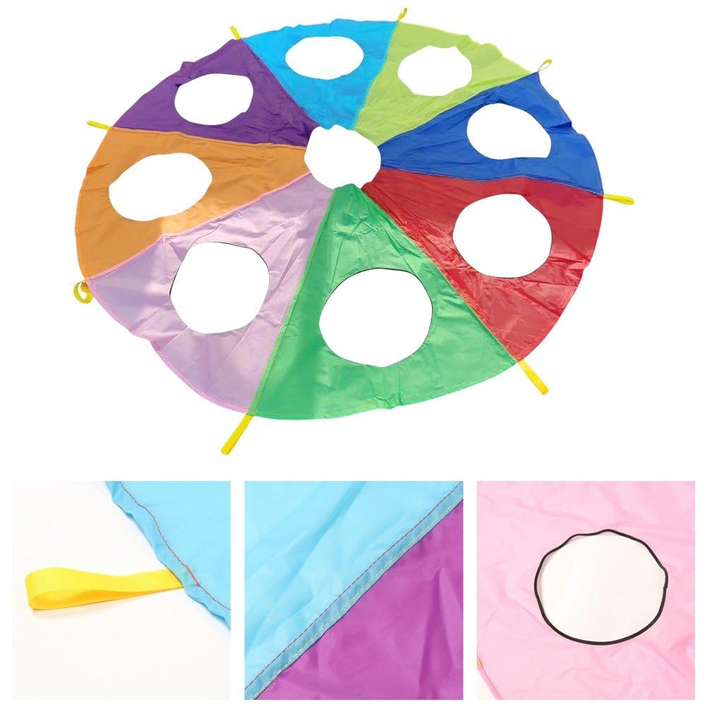 Paracaídas para Niños con Agujeros, Juguete Arcoíris, Equipo de Juego al Aire Libre