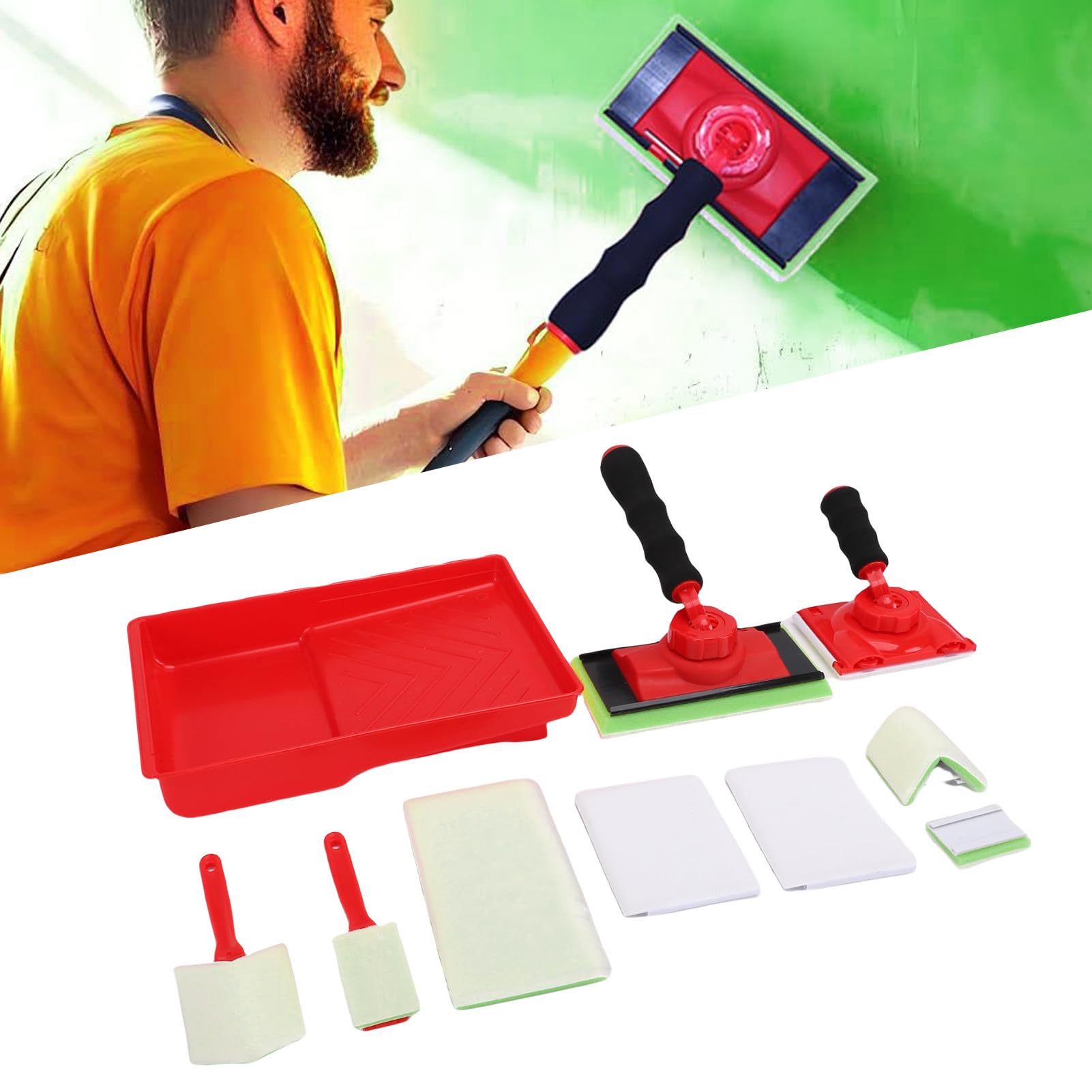 Ausla Kit de Herramientas para Bordear Pintura, Almohadilla Pintora para Esquinas de Recorte de Pared y Techo de 4 Formas con Bandeja de 7 Pulgadas y 5 Recambios para Pinturas