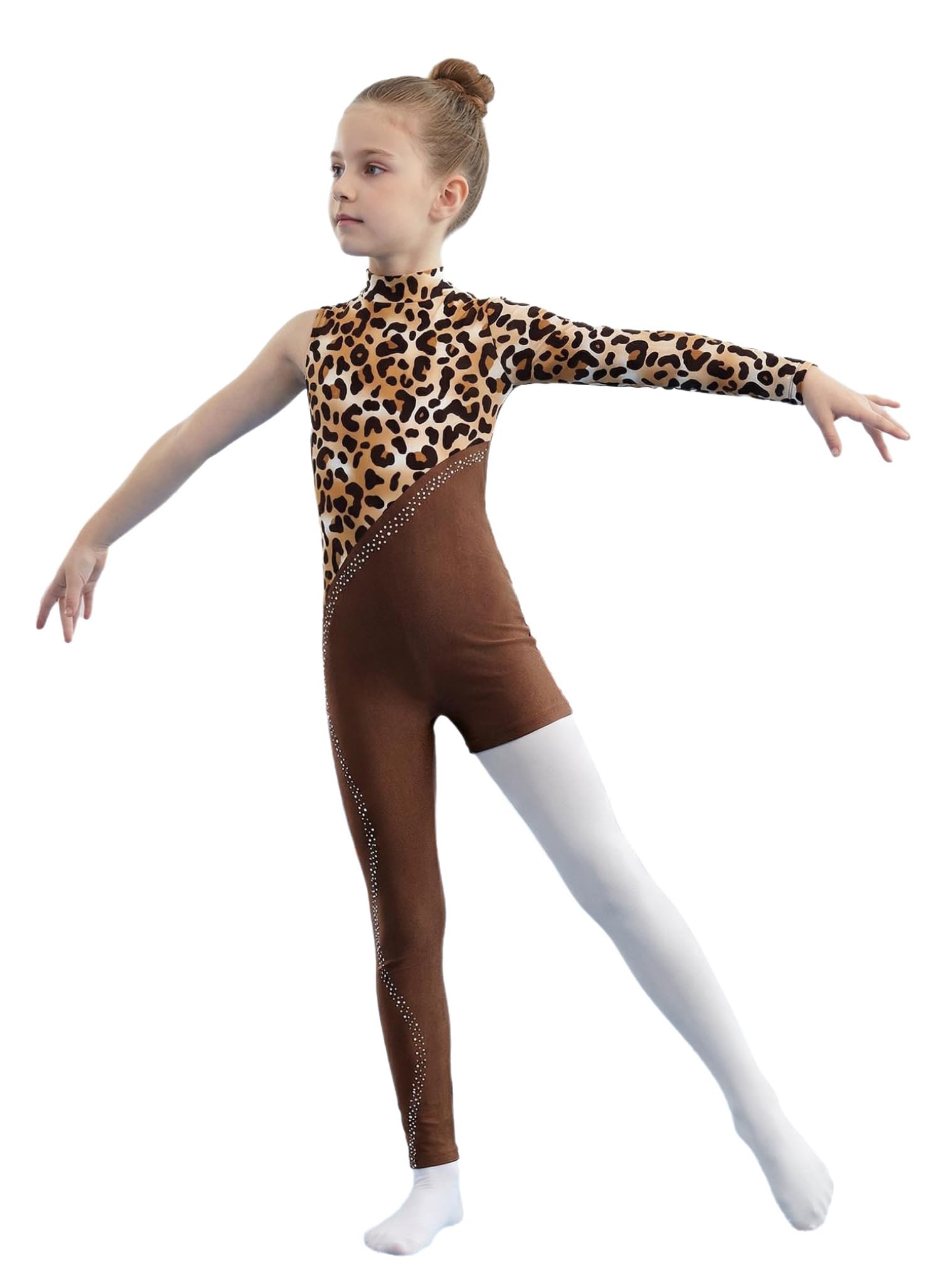 Kaerm Ragazza Body Danza Classica Ginnastica Artistica Monospalla Tuta Intera da Pattinaggio Artistico Manica Lunga Balletto Leotards Jumpsuit Sportiva Costume da Ballo