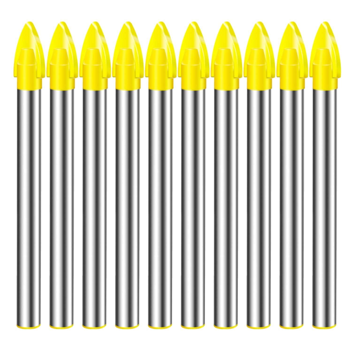KIMHOME Juego de 10 brocas de carburo de tungsteno de 6 mm para cristal, cerámica, porcelana y mármol, herramienta multiusos para taladrar espejos y azulejos