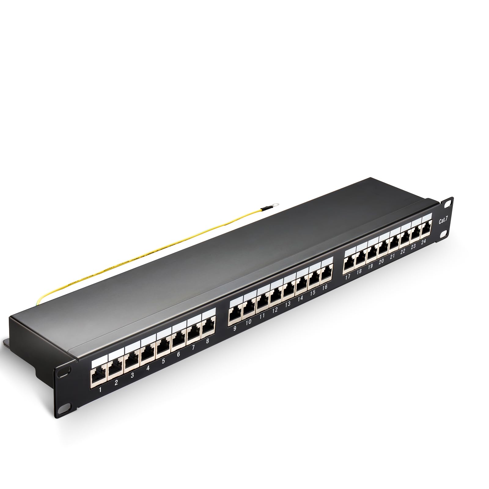 Patchpanel Cat 7, 24 Port, 19-Zoll Patchpanel Keystone, Rackeinbau Servermontage RJ45 Geschirmt, für Gigabit-Netzwerk-Switch