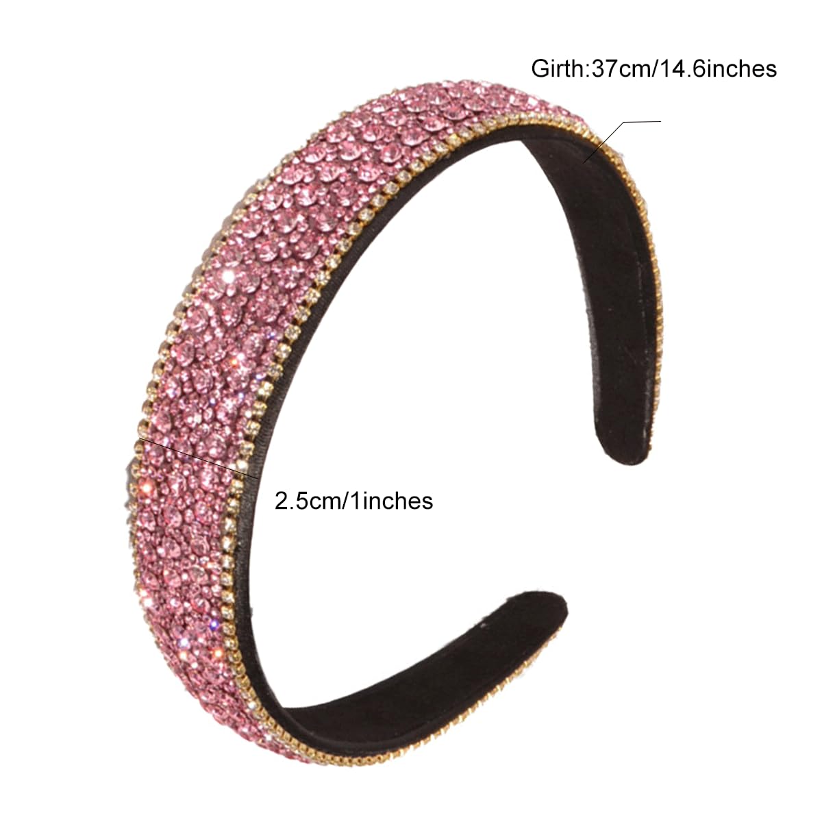 scicent Hair Bands Vintage Crystal Rhinestone Headbands Sparkle Silver Diamond Head Band Wide Hairbands Party Wedding Headpiece Bridal Hair Accessories Pink 6707 - Image 2