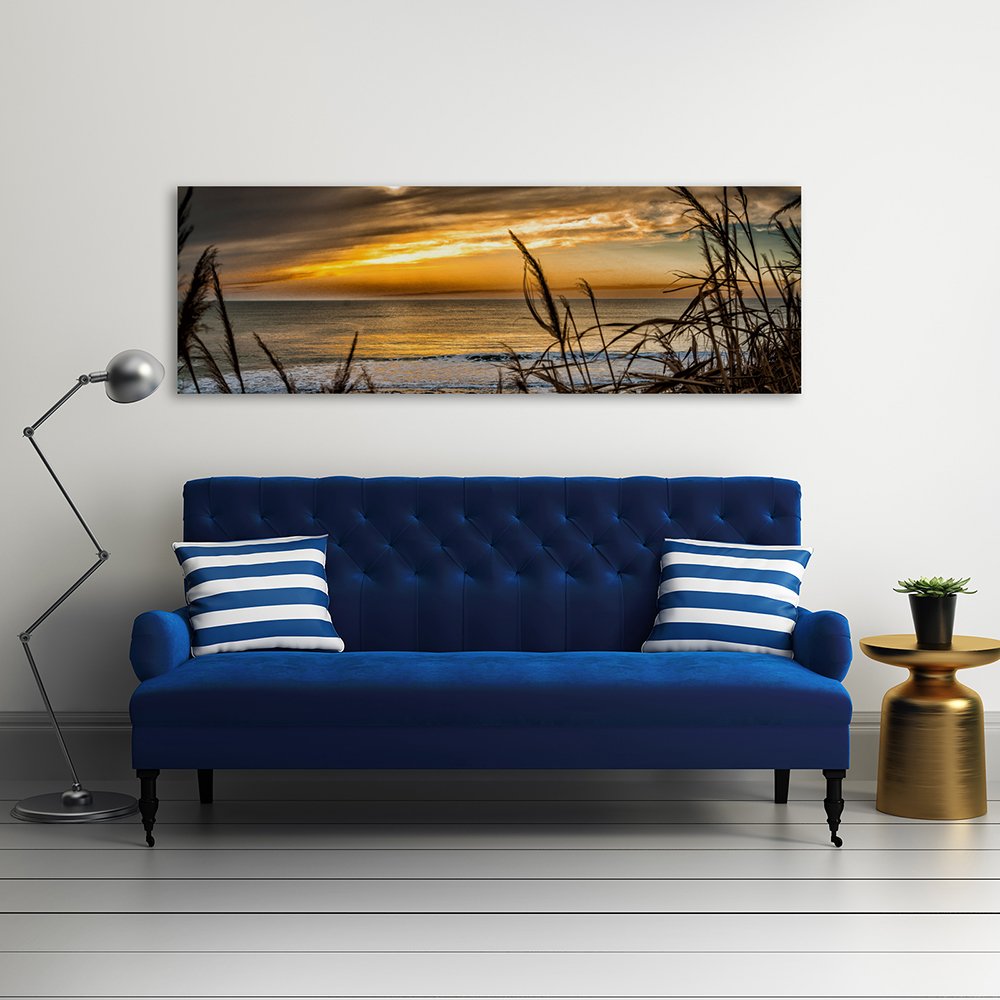 Feeby Cuadro en Lienzo Puesta Del Sol 150x50 cm 1 Pieza Modernos Impresión Artística Calidad Fotografica Imagen Decoración de Pared Salon Dormitorio Cocina Oficina Pasillo Mar Naturaleza Marrón