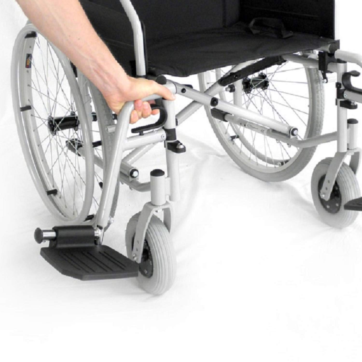 Rollstuhl PRIMUS MS 2.0 - faltbar mit Trommelbremse - 52 cm Sitzbreite | Transportrollstuhl mit klappbaren Fußstützen & Armlehnen- Reise-Rollstuhl mit Steckachsensystem - Transitrollstuhl