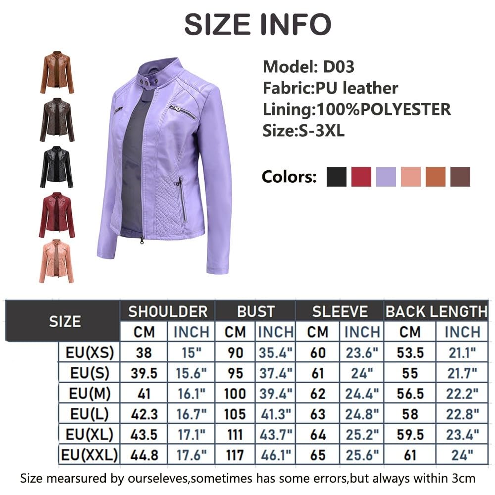 Lederjacke Damen,Damen-Kunstlederjacke, Braun, Gesteppt, Pu, ​​Moto-Biker-Mantel, Reißverschlusstaschen, Shacket-Bomberjacke, Schmal, Lange Ärmel, Kurzer Blazer, Motorrad-Freizeitjacke, Oberbekl