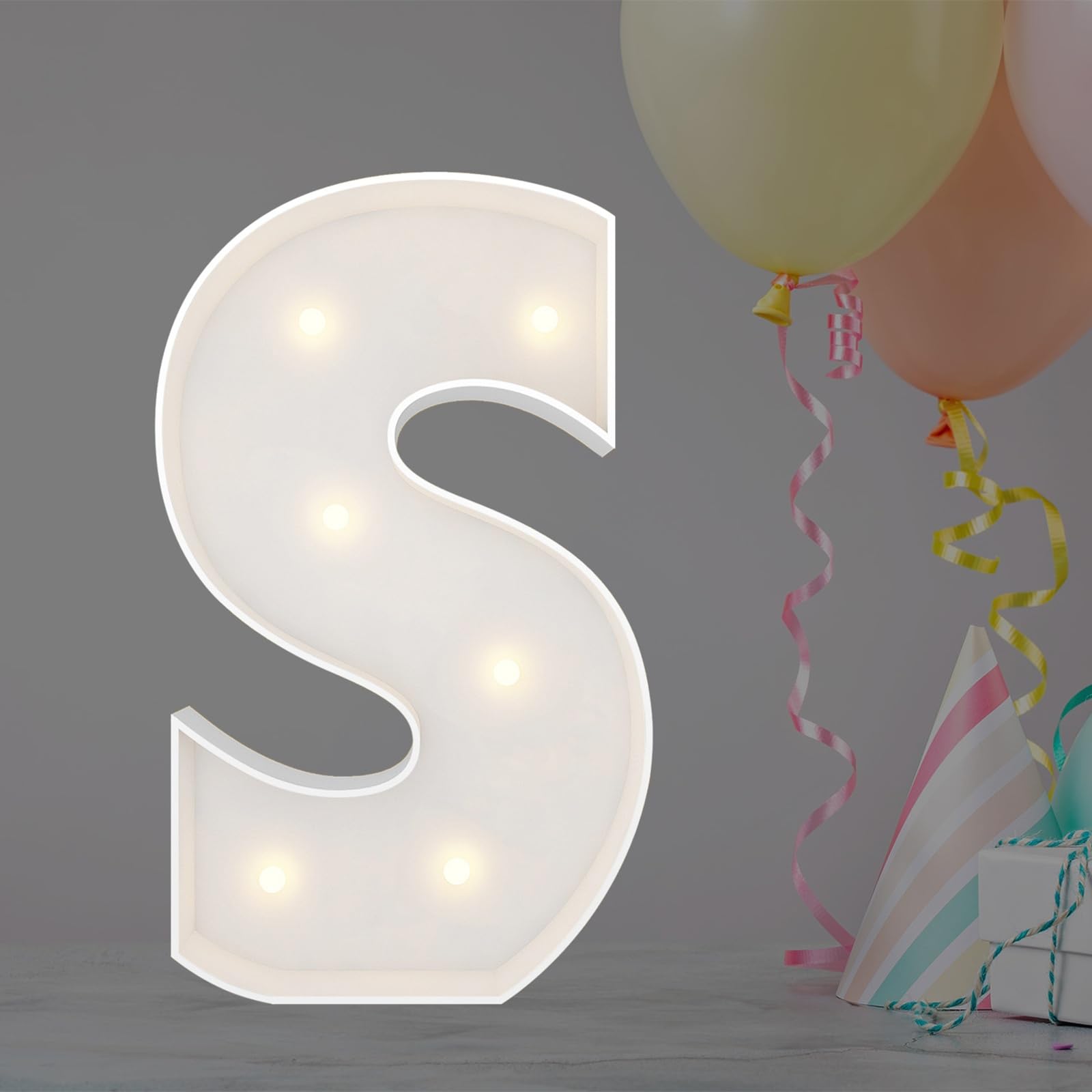 JoyBox Design 2FT Marquee Light Up Letters Numbers, Mosaic Balloon Frame, Party Decoration for Birthday, Wedding, Anniversary, Graduation – Letter S