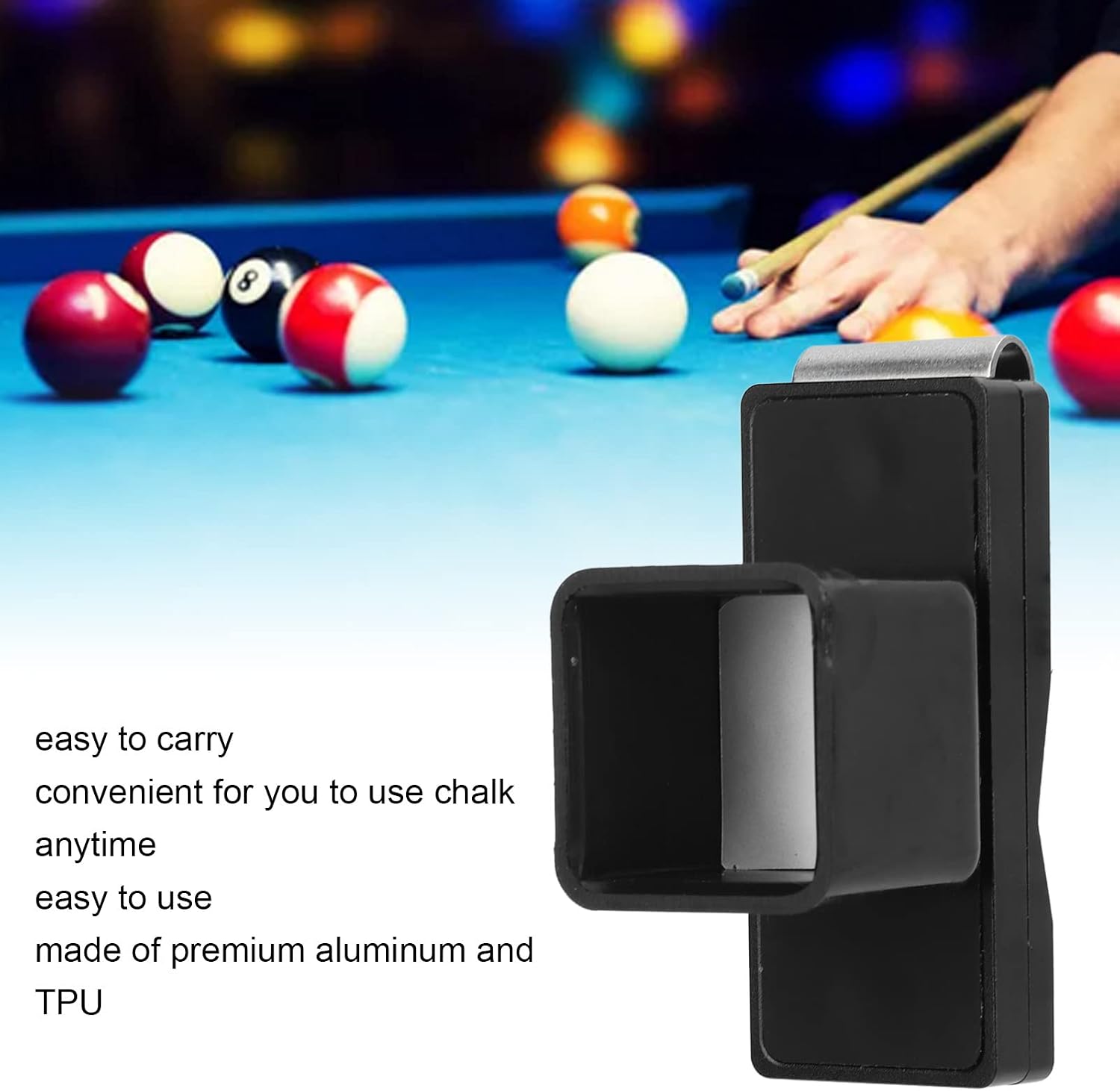 Magnetic Billiard Chalk Holder with Clip Aluminum TPU Pool Chalk Storage Box for Snooker and Billiards Accessory image 3