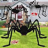 Halloween Giant Spider Decorations (3 PACK), Realistic Halloween Spider Props, Fake Scary Hairy Spiders Sets for Halloween Decorations Indoor, Outdoor and Yard Creepy Decor (59', 49”, 35”)