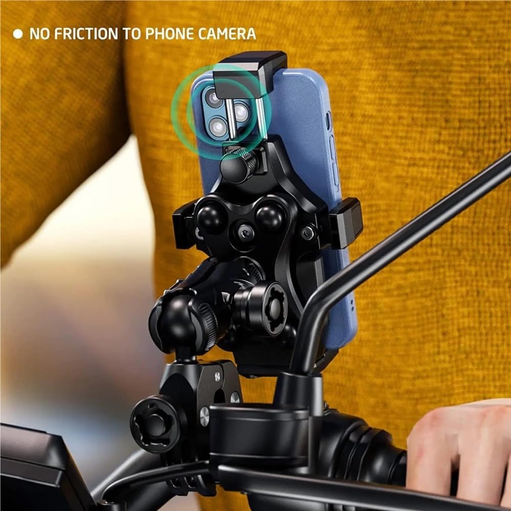 Supporto Per Telefono Per Moto Anti-Vibrazione Con Attacco A Sfera Al Manubrio Anti-Furto Per Cellulare 4.7-7.2 Pollici(Handblebar)