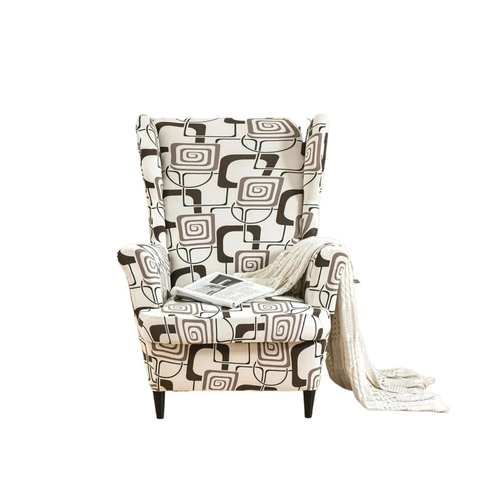 GCYEIDMA Wing Chair Slipcover Flower Wing Chair Cover Stretch Armchair Covers Removable Relax Sofa Slipcovers(Style-24)