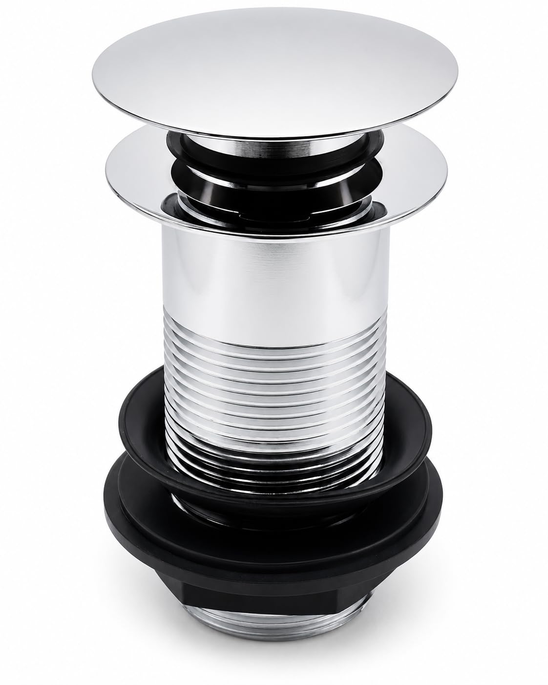 PlumbEZ Unslotted Mushroom Clicker Waste - Chrome Click Clack Stainless-Steel Mushroom Pop Up Basin Waste, 1.1/4 Inch, 32mm for Bathroom Sinks - Unslotted