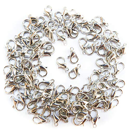 【BEAUTY PLAYER】カニカン シルバー 約100個セット 12mm メガネチェーン マスクチェーン グラスチェーン ネックレス ブレスレット アンクレット 金具 留め具 アクセサリー ストラップ パーツ ハンドメイド DIY材料 (12mm 白K)