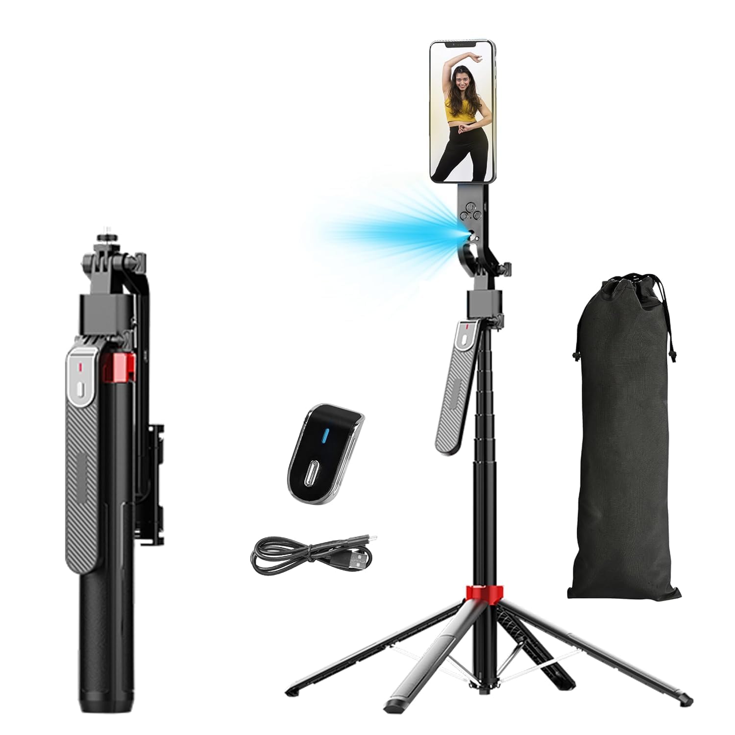 Q185 Auto Face Tracking AI Gimbal Selfie Stick Tripod Stand,Detachable Bluetooth Remote Compatible for iPhone/Android, Best for Vlogging/Photo Shoot (Q185 AUTO FACE Tracking Selfie Stick)-picture-28