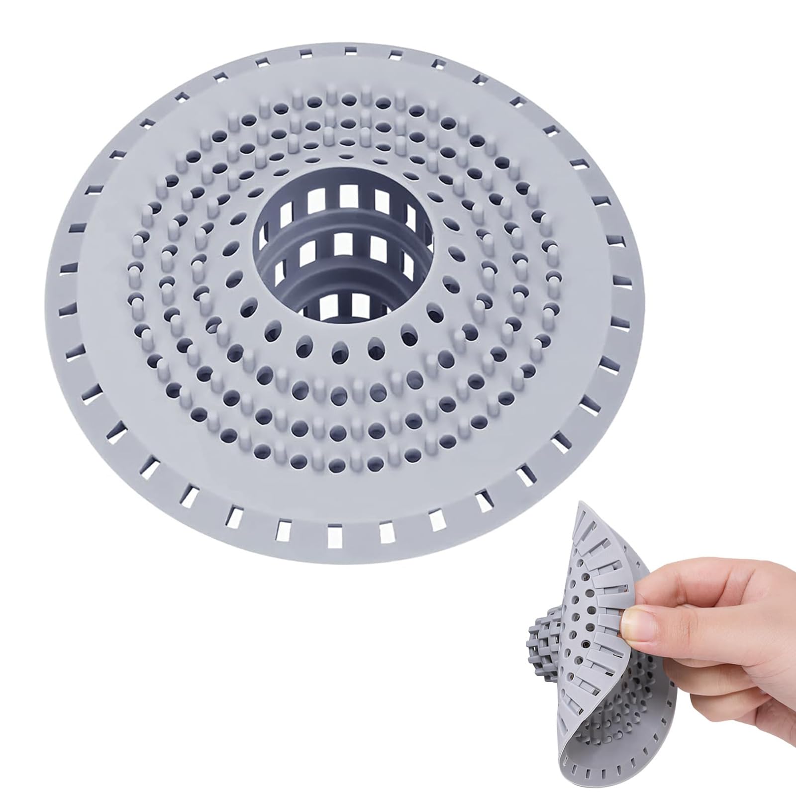JOOTUEPO 1 Pack Silicone Shower Drain Hair Catcher, Silicone Sink Strainer Protector Shower Drain Cover Hair Stopper Trap Sink Filter for Bathroom Bathtub Kitchen