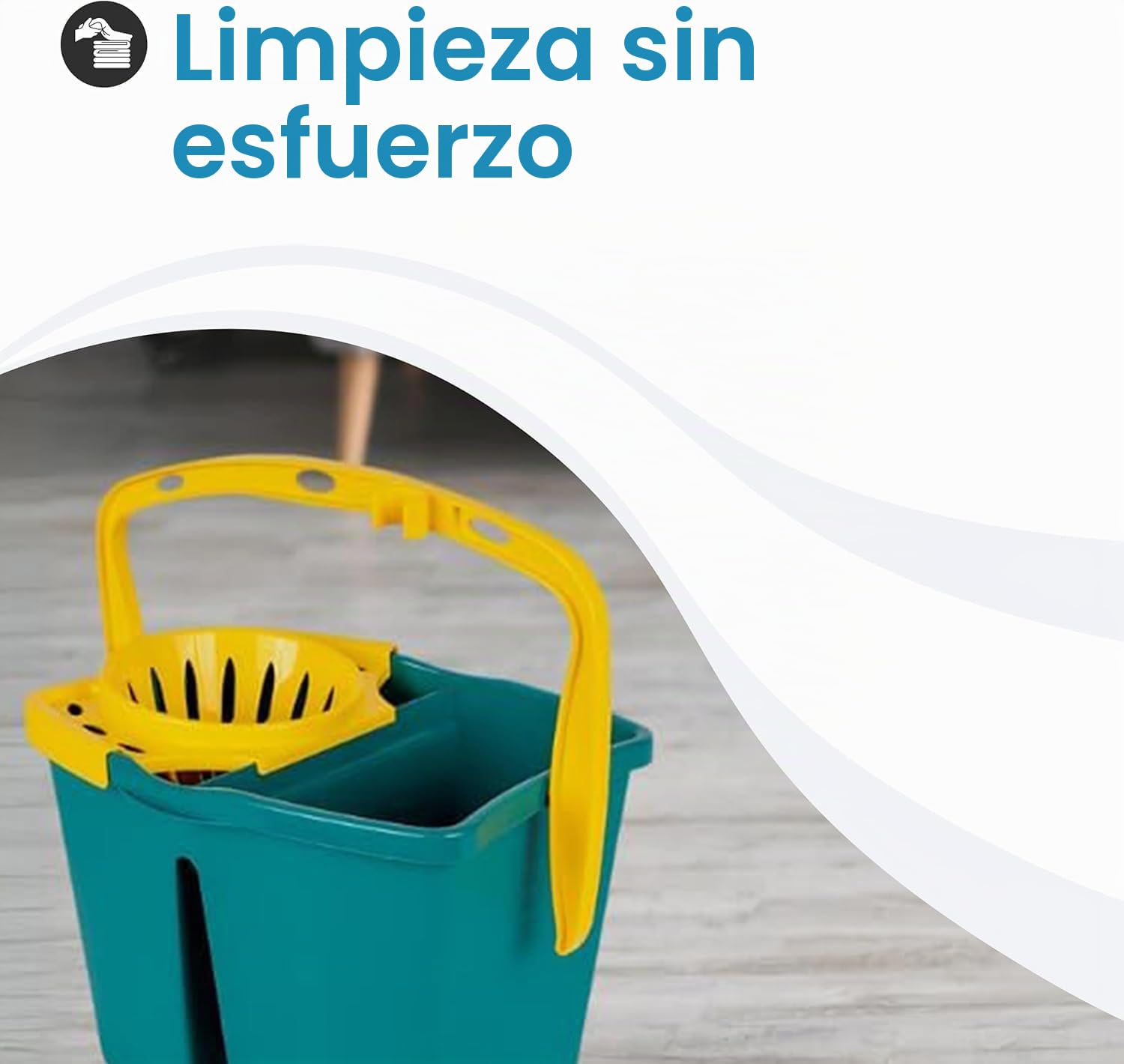 Tomaino - Cubo para fregar suelos con doble cubeta de plástico – Fregona de 7 litros con escurridor – 2 depósitos para agua limpia y sucia (cubo + 2 recambios de micorfibra)