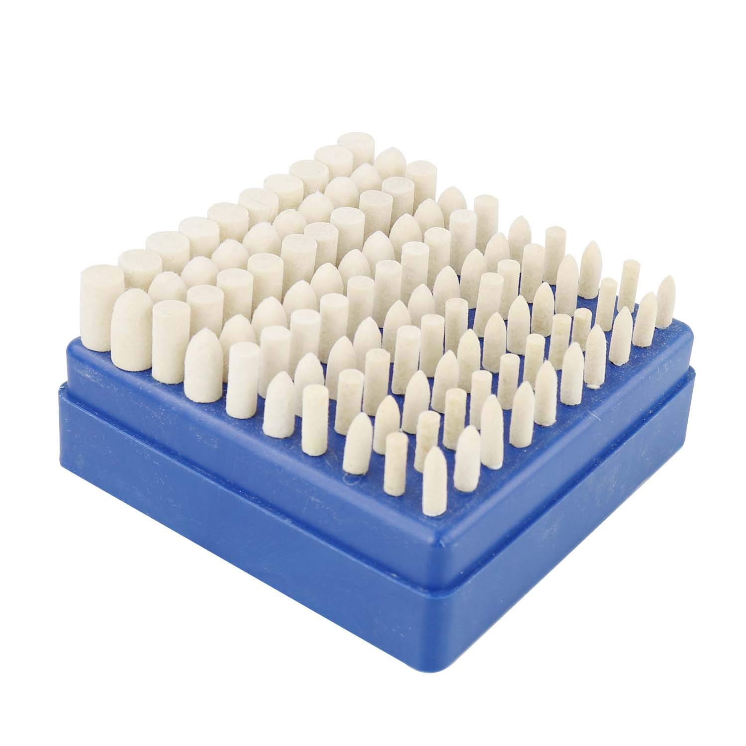Ulloord 100Pcs Wool Felt Mandrel Mounted Grinding Polishing Buffing Wheels Polishing Accessories Set-1/8 Inch Shank