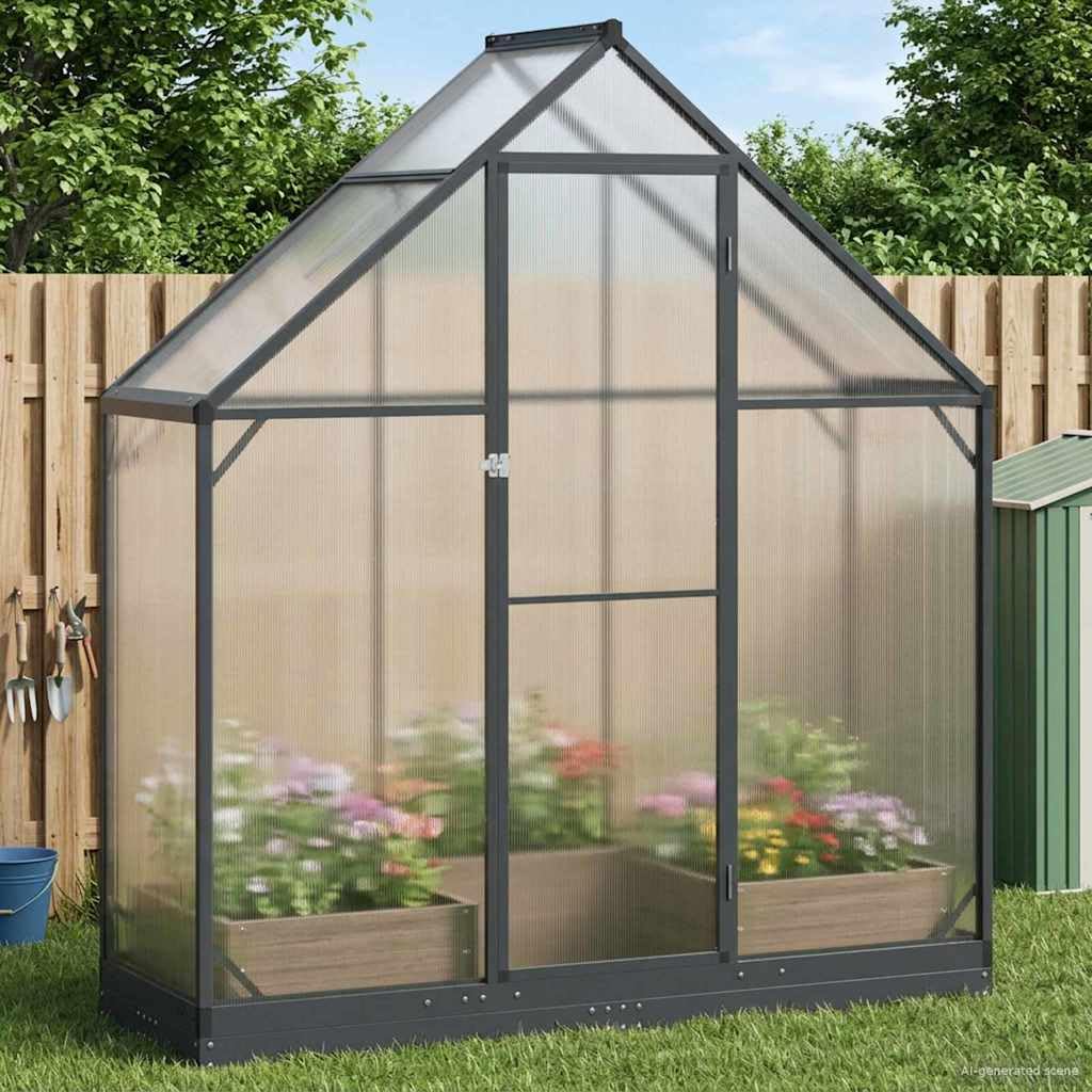 Szklarnia ogrodowa, antracytowa, z aluminium i ocynkowanej stali, 183,5 x 63,5 x 207 cm, z drzwiami i zamkiem, odporna na warunki atmosferyczne, elastyczna szklarnia na pomidory, na balkon