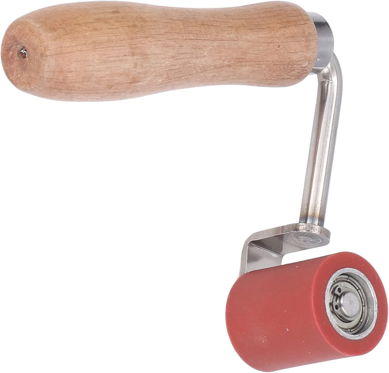 Silicone Seam Roller, Hand Roller for PVC TPO EPDM Roofing and Decking, 1.7in Wide with Ergonomic Wooden Handle and Double Direction Bearing for Smooth Seaming