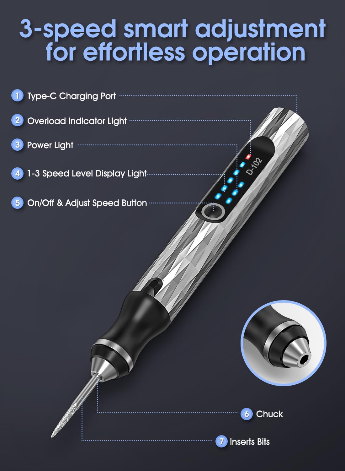 Kit de stylo de gravure électrique, outil sans fil rechargeable par USB à 3
