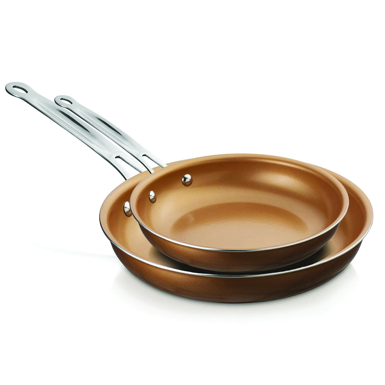 BrentwoodInduction Frying Pan Set, Non-Stick 8-inch and 10-inch, Copper