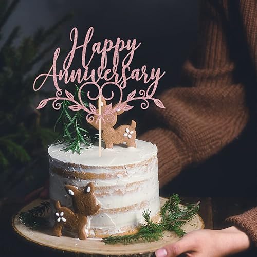 Miniatura 5 de Sodasos Decoración para tartas de feliz aniversario, decoración para tartas de aniversario de boda, suministros de decoración para fiestas de feliz