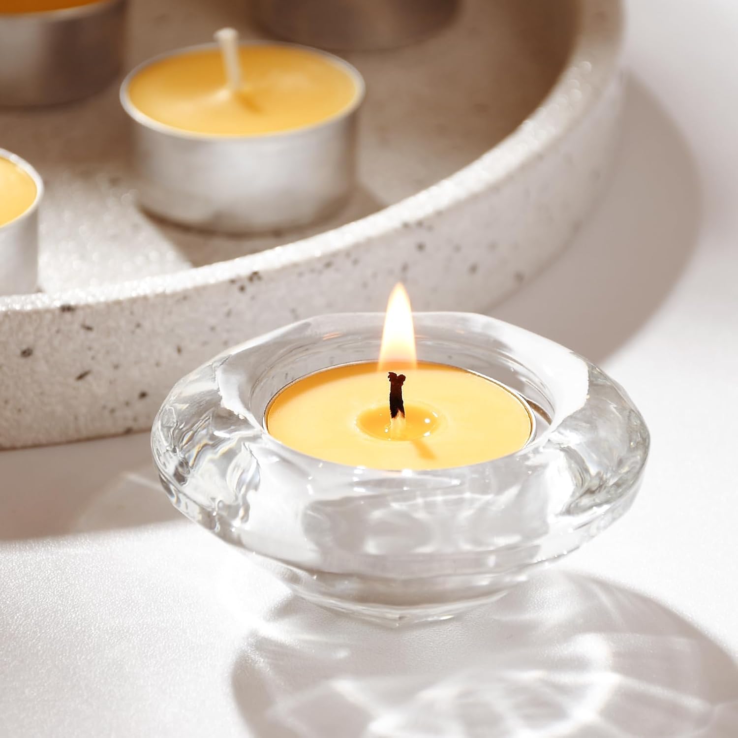 50-Pack Pure Beeswax Tealight Candles in Aluminum Cups - 4-5 Hour Burn Time, Lead-Free Cotton Wick, Natural Unscented Candles - Image 6