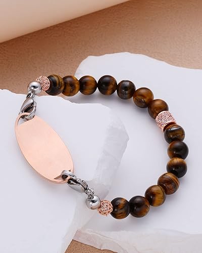 Miniatura 6 de Pulseras de alerta médica para mujeres y hombres, pulsera de identificación médica personalizada, pulsera de alerta médica de emergencia con cuentas