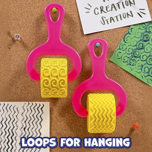 READY 2 LEARN Paint & Dough Explorers - 4 Patterns - Playdough Accessories - Textured Rollers for Play Dough - Paint Stamps for Kids - Clay Tools for Kids - Thumbnail 6