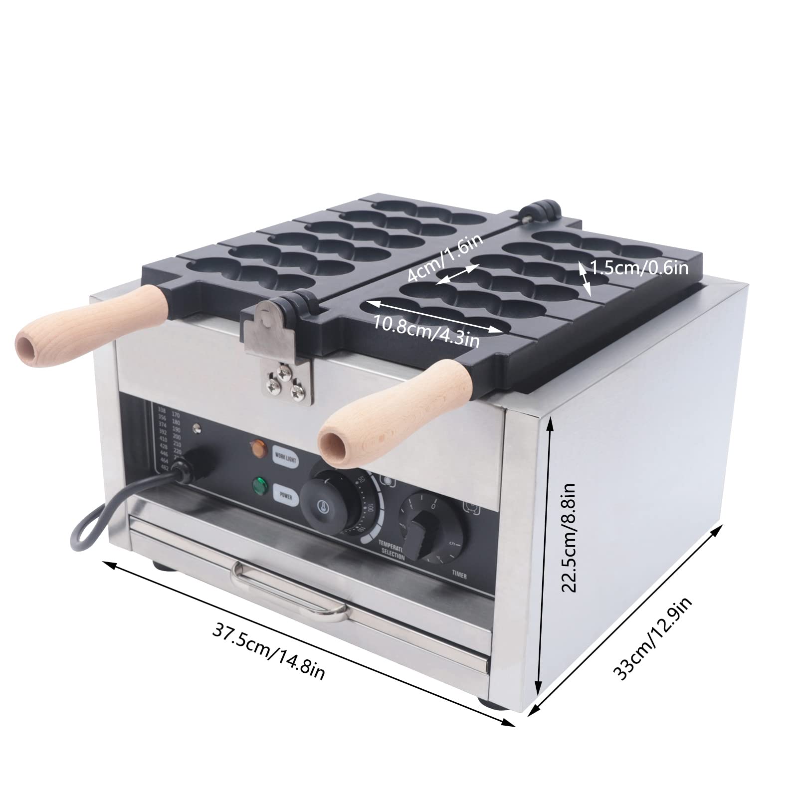 HZOPUTLH Commercial Electric Bubble Skewer Waffle Ball Machine, 6-Grid Nonstick Skewer Bubble Waffle Maker with Time and Temperature Control, Round Ball Waffle Maker for Restaurant, Home