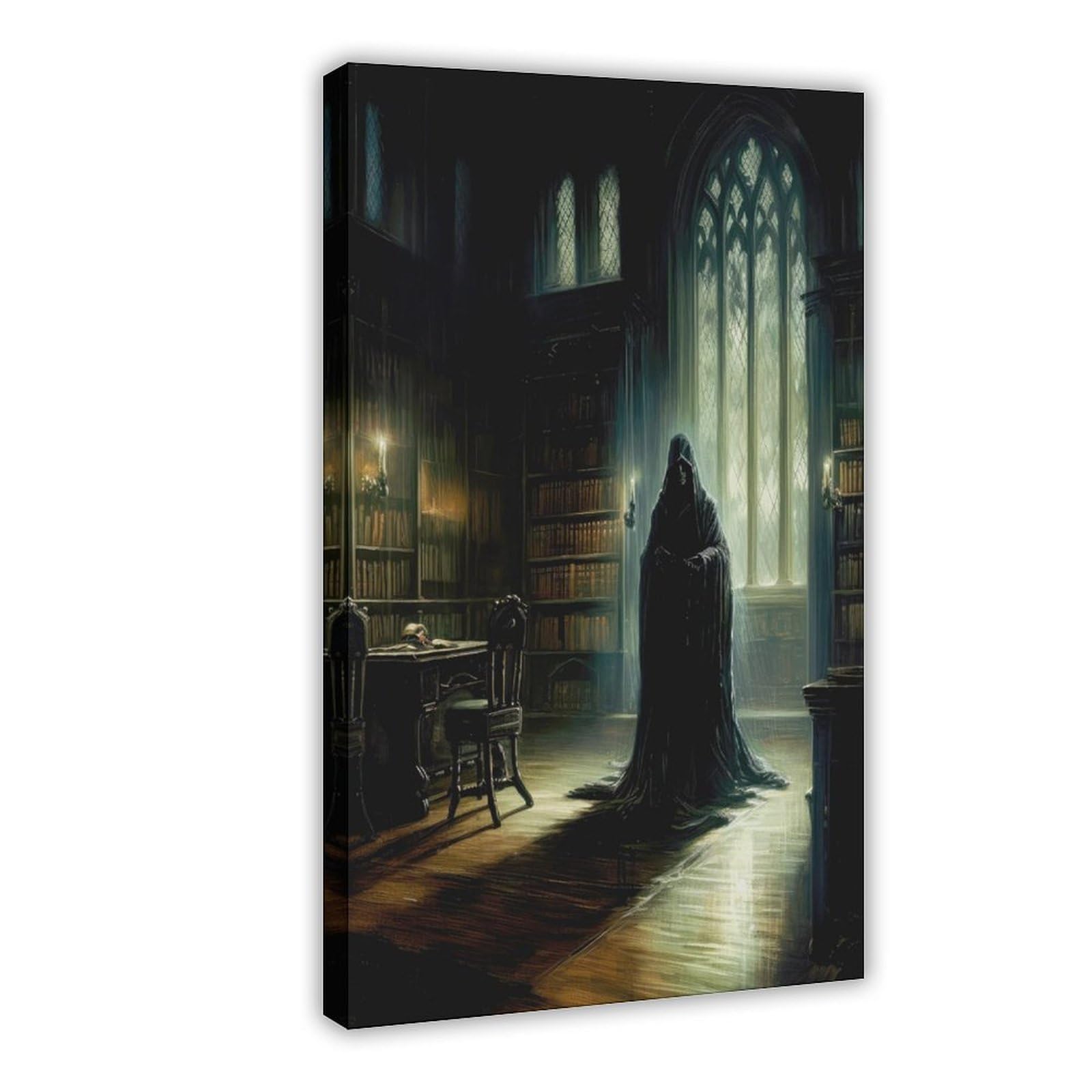Bareronor Frame Dark Academy Ghost Canvas Poster Bedroom Decor Landscape Office Room Decor Gift 16" L X 24" W