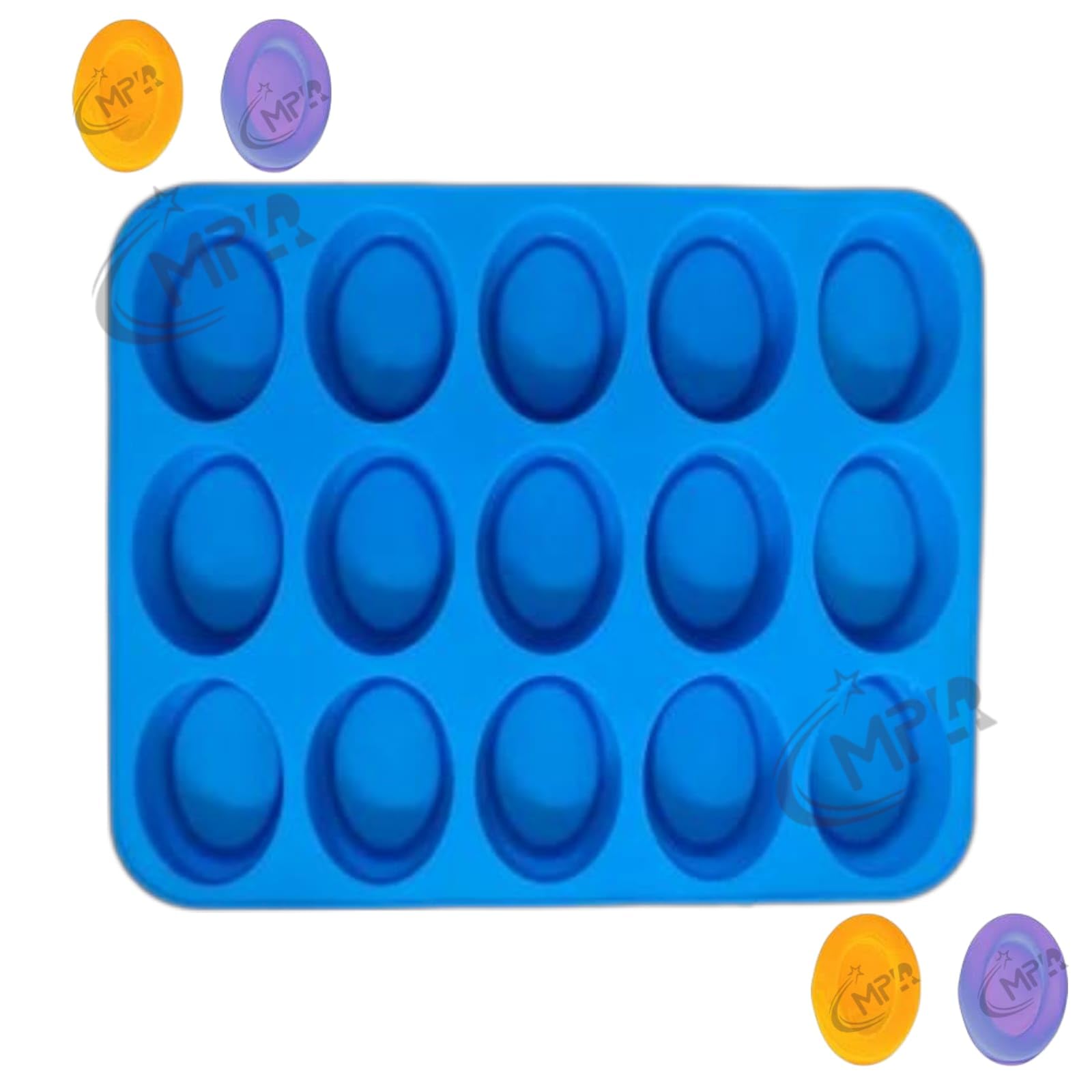 MPR4 Silicone Soap Mold for Soap Making 15 Cavity Oval Shape Soap Mould Reusable Homemade Soap Making Mold (Pack of 1) (Multicolor) (Small Size - 50 GMS)