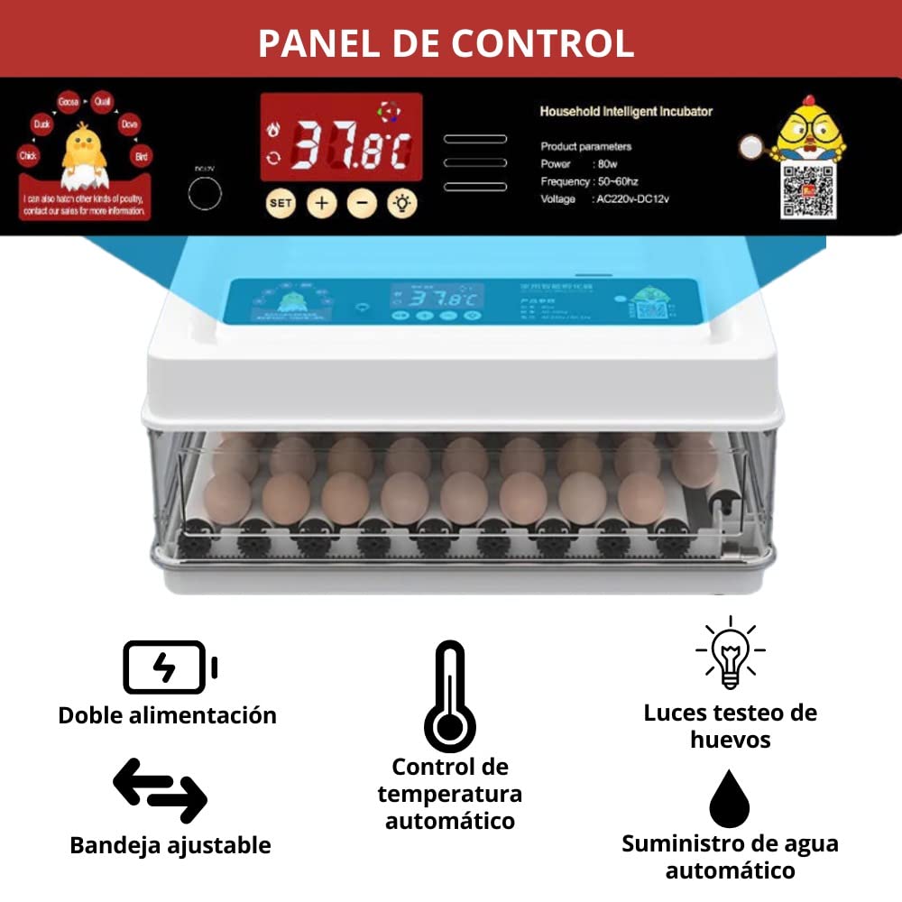 Arcanix Incubadora de Huevos Automática 30 Huevos Gallina 75 Codorniz - Incubadoras con Volteo Automatico Control de Temperatura y Humedad, Termómetro Higrómetro Chocadeira Ovos Automatica