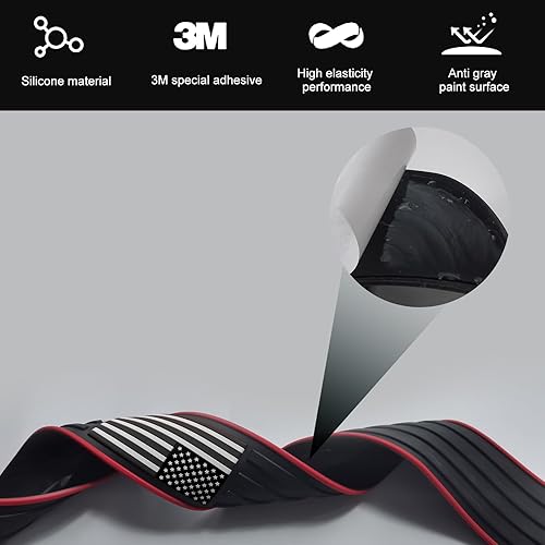 Miniatura 5 de 1 tira protectora para parachoques trasero de automóvil, de 35.4 x 2.75 pulgadas, borde rojo, protección antiarañazos, protector de goma