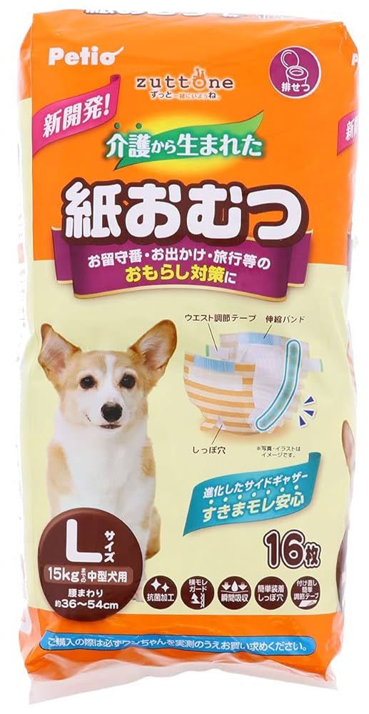 Petio 犬用おむつ Lサイズ 16枚入り12個　計192枚 Amazon | ペティオ (Petio) 犬用オムツ zuttone 介護から生まれ