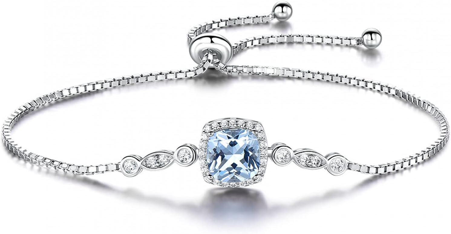 WLLLTYLadies bracelet Romantic And Lovely 925 Sterling Silver Sapphire Charm Bracelet Female Wedding Engagement Boutique Jewelry