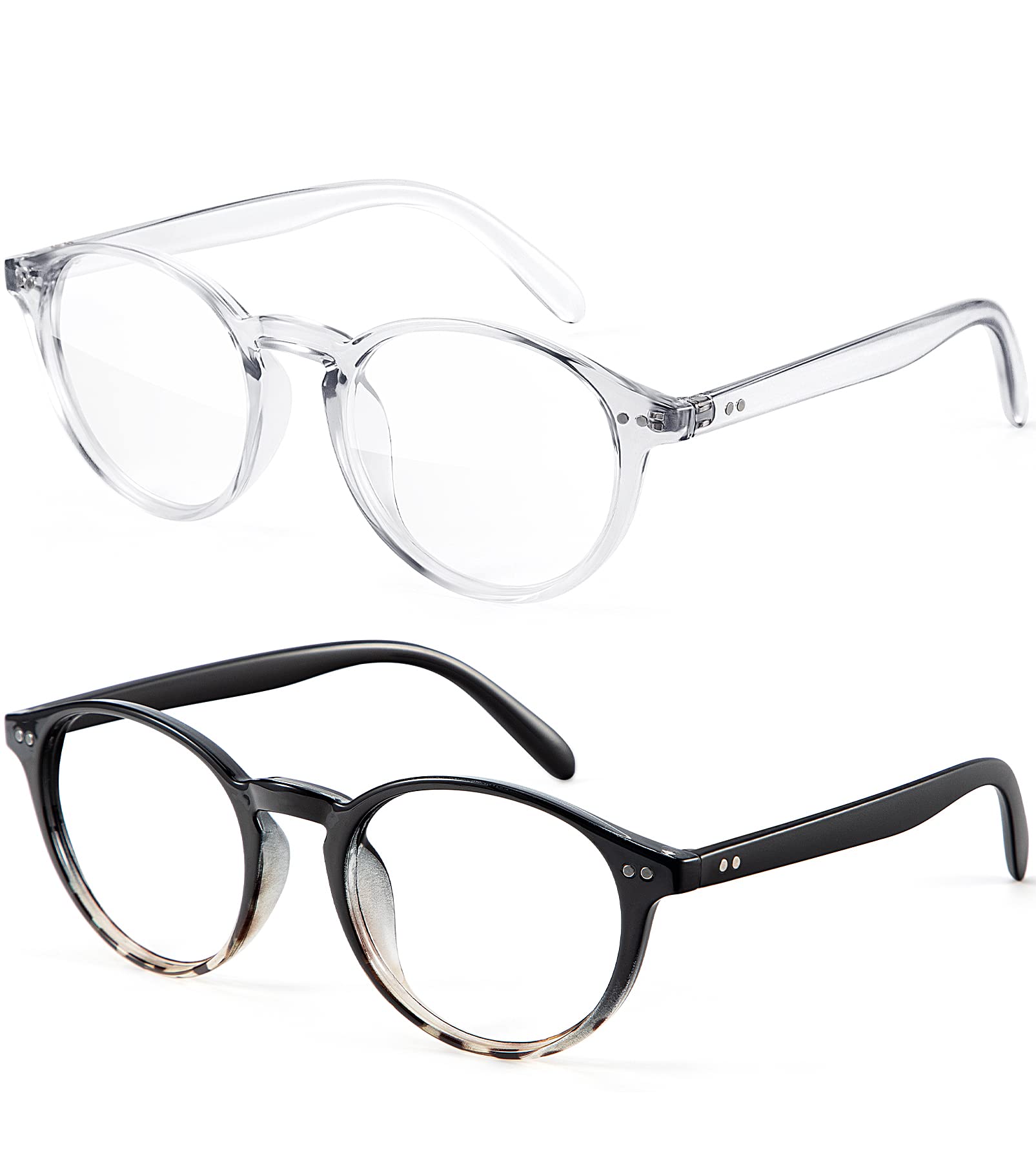 Womens Round Blue Light Blocking Glasses Anti Eye Strain Glasses Clear Lens Computer Eyeglasses with Filter UV Light