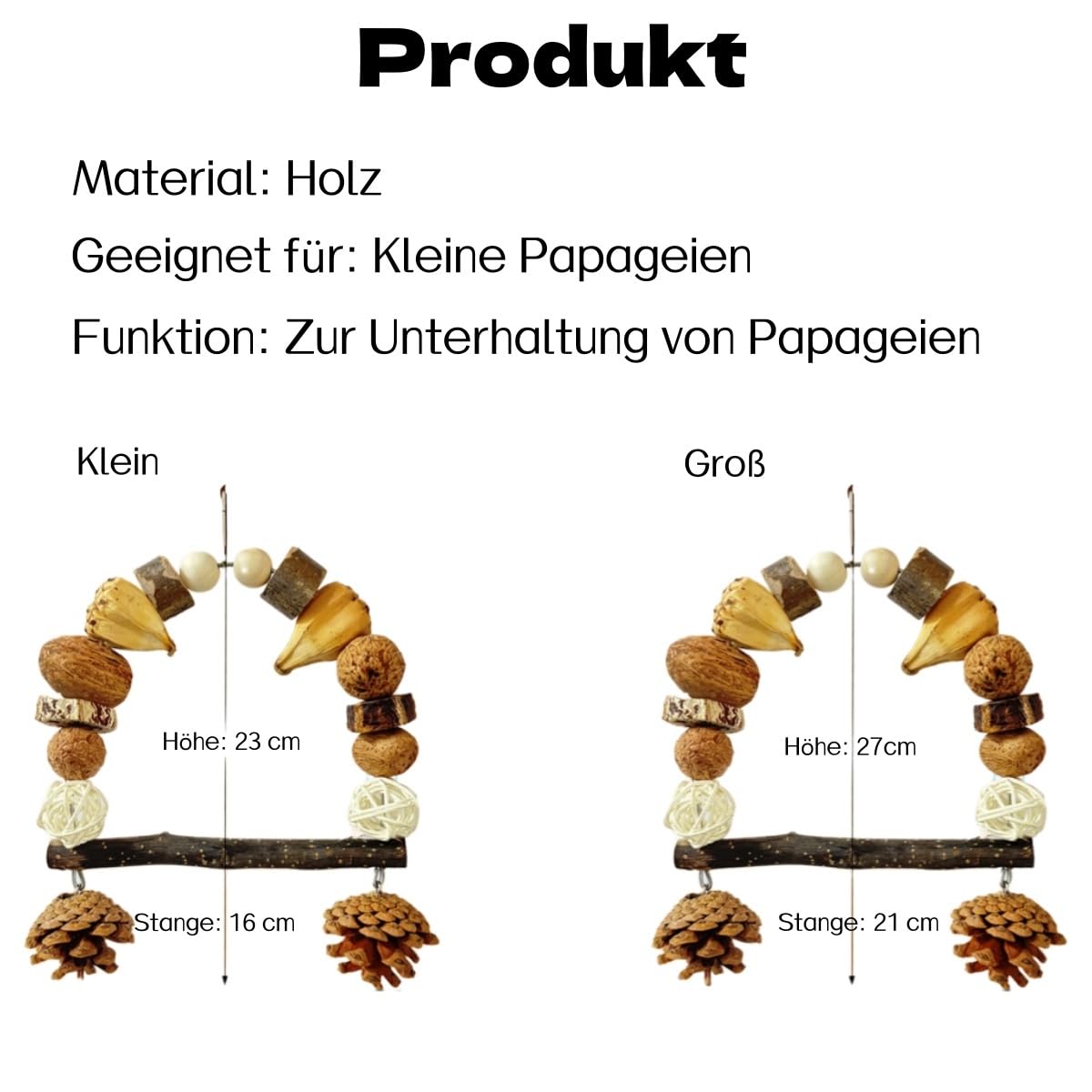 Naturalne drewno papużka falista huśtawka kolba kukurydzy (mocny model w kształcie kolby) | Dwa modele jako dekoracja klatki, do żucia, wspinaczki, ścierania pazurów, przeciw nudom, do zabawy codziennie