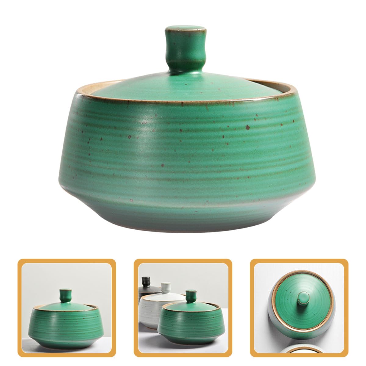 NUOBESTY Tarro de Cerámica Artesanal Japonés para Almacenamiento de Té Suelto, Pequeño Bote Vintage Esmalte Azul Hierro, Recipiente Hermético para Cocina y Conservación de Alimentos