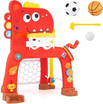 Maxmass 4 in 1 Multi-sport Activity Center, Kids Basketball Hoop Set Red